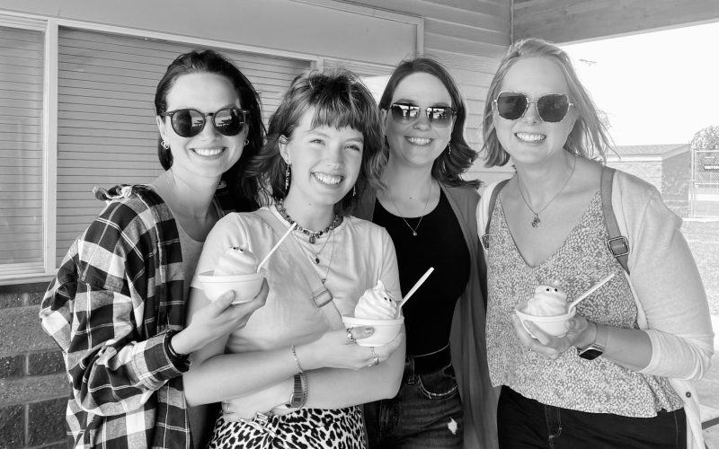 A group of ladies are holding ice cream in their hands in Central Minnesota