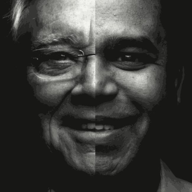A timely image of a man in his young and old age
