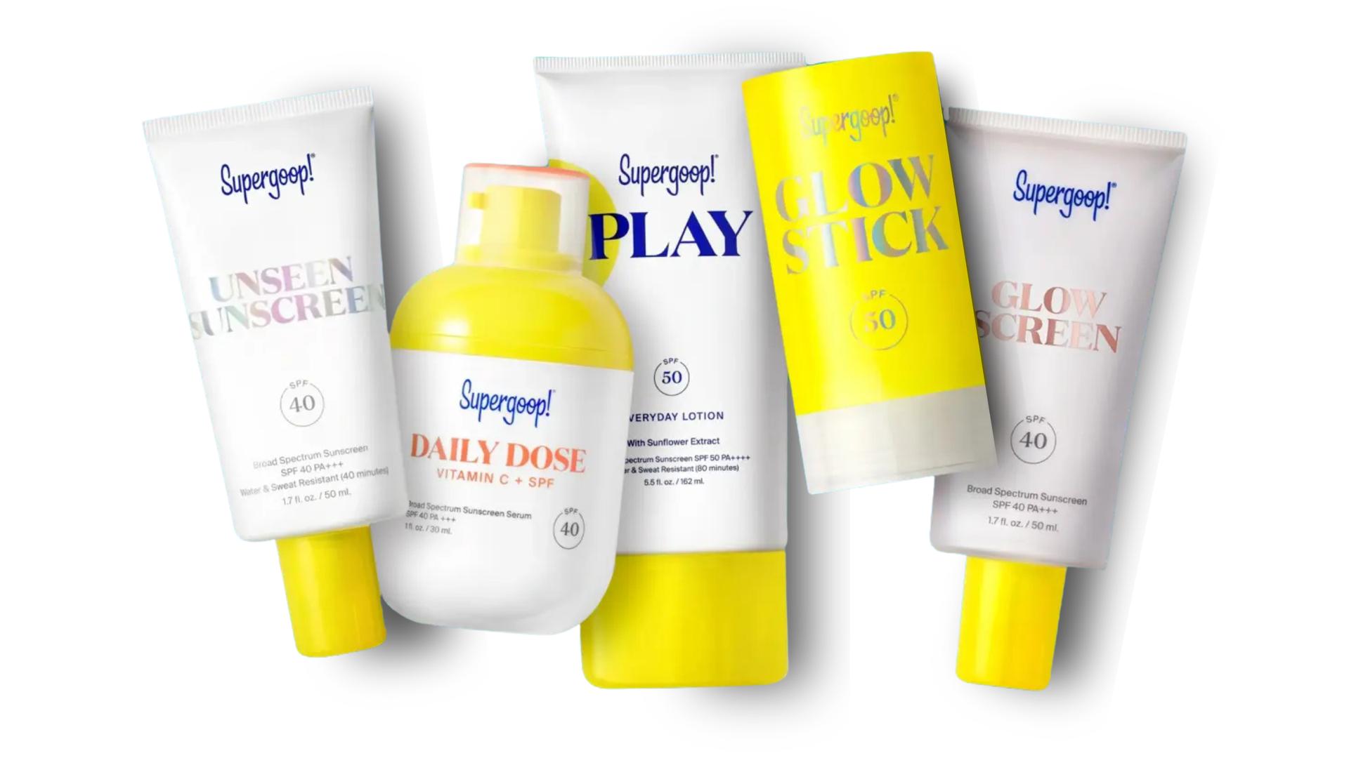 Skincare products by Supergoop at Evermore Co